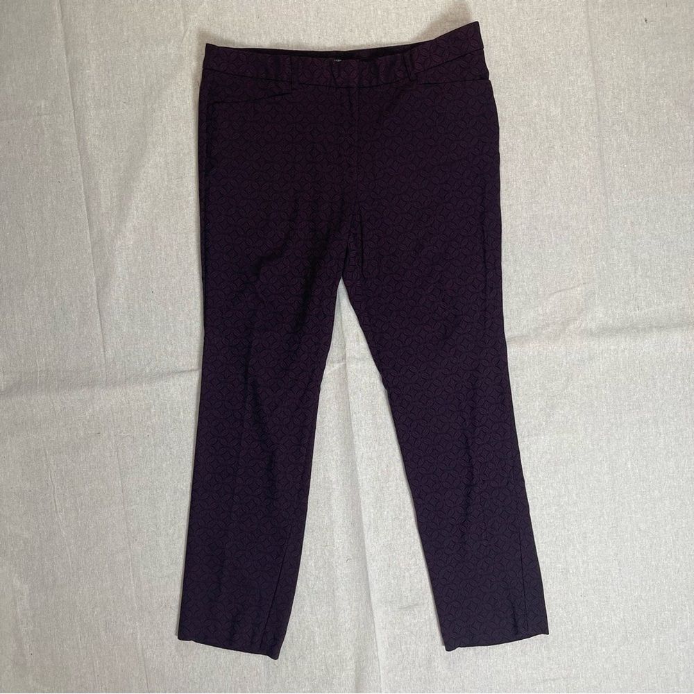 Mario Serrani | Maroon & Black Medallion Pattern Straight Leg Pants | Size 14